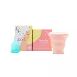 کاپ قاعدگی لیوا فارما سایز کوچک به همراه لیوان کاپ قاعدگی لیوا فارما مدل Mate02 