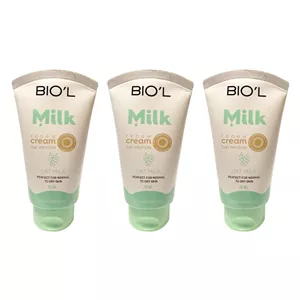 کرم مرطوب کننده دست و صورت بیول مدل شیر و جو مناسب برای پوست معمولی و خشک حجم 70 میلی لیتر مجموعه 3 عددی