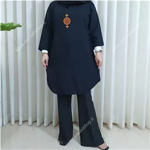 مانتو نخی مشکی طرح خورشیدی