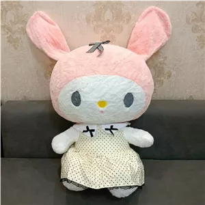 عروسک ملودی بزرگ دامن خال خال، طول 85 سانتی‌متر، رویه پولیشی مخمل نانو (اورجینال خارجی)