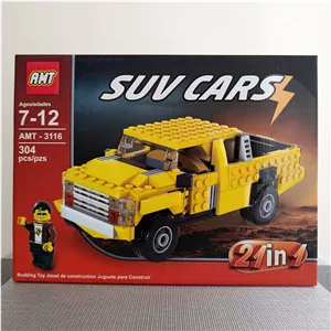 لگو ماشین آفرودی و وانت زرد برند AMT مدل SUV Cars ، پازل 304 قطعه و 21 مدل (اورجینال)