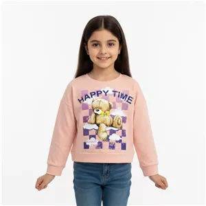 بلوز آستین بلند پاستلی مدل خرسی رنگ صورتی