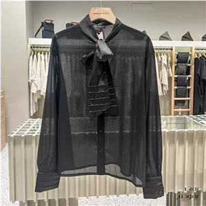 شومیز گیسو مشکی حریر - 131A