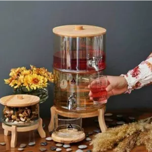 کلمن شیشه ای دو طبقه شامپاینی پایه چوب آرکو