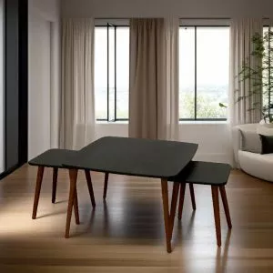 میز جلو مبلی عسلی مربع مشکی شیک جدید مجموعه سه عددی