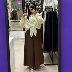 کراپ شومیز گره ای پارچه السا