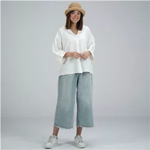 شومیز بیسیک زنانه لینن پفکی