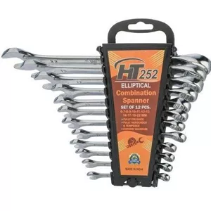 آچار یکسر تخت و یکسر رینگی اچ تی 252 مدل پلکانی مجموعه 12 عددی