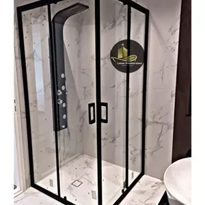 کابین دوش فریم مشکی(دوردوشی ریلی) شیشه سکوریت 6 میل شفاف