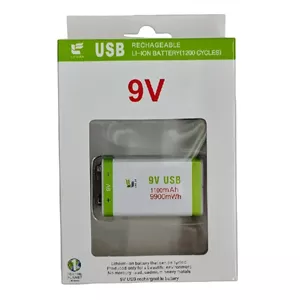 باطری شارژی کتابی 9V-USB