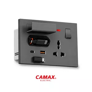 پریز شارژر CAMAX با کابل شارژ جمع‌شونده | USB-C و USB-A | پریز یونیورسال
