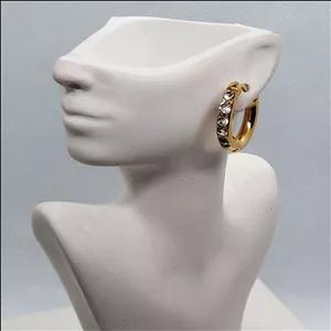 گوشواره حلقه ای نگین دار برند six ،طلایی استیل | بدلیجات شاینورا