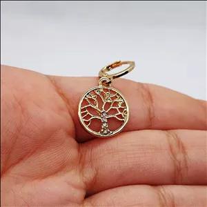 گوشواره طرح درخت I am آبکاری طلا با آویز نگین دار | بدلیجات شاینورا