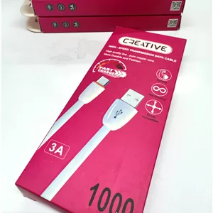 کابل شارژر کنفی فلت CREATIVE تایپ سی 3 آمپر