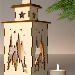 چراغ آویز چوبی طرح جنگل
