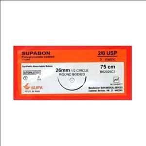 نخ سوپا بن بدون سوزن (پلی گلایکولیک اسید) 6 رشته ای( صفر- یک - 2/0 - 3/0)سوپا