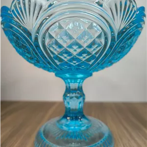 قندان پایه دار مدل پرطاووسی آبی ساخت چین