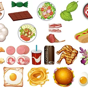 وکتور مجموعه آیکون غذا و دسر