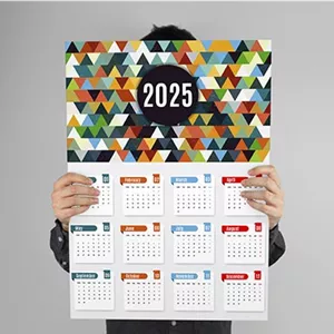 وکتور تقویم سال 2025 با طراحی انتزاعی