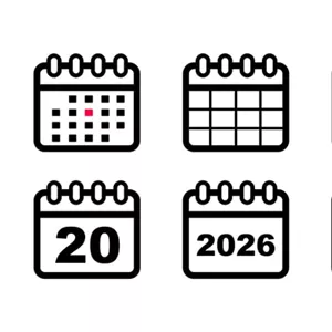 وکتور مجموعه آیکون تقویم و سال 2026
