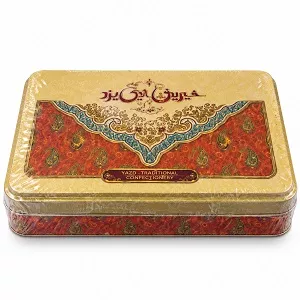چهار لوز جعبه فلزی طرح ترمه 500 گرم ( شیرینی سنتی یزد )