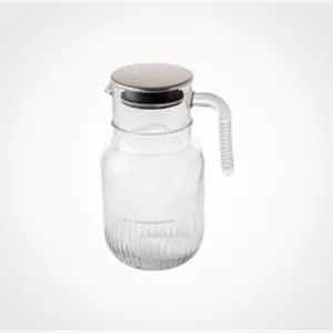 پارچ شیشه ای شیاردار 1/5لیتر درب استیل لیمون
