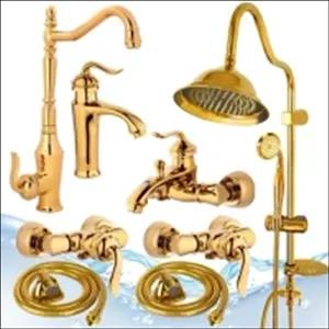 شیرالات بامبو طلا مات مجموعه8عددی به همراه علم دوش زنگوله طلا مات