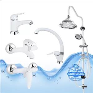 ست ۵ عددی شیرآلات برند آیدا صنعت مدل قهرمان | شیر ظرفشوییروشوییحمامتوالتعلم دوش شیپوری | سفید کروم براق