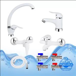 ست ۹ عددی شیرآلات برند آیدا صنعت مدل قهرمان اردکی | شیر ظرفشوییروشوییحمامتوالتشلنگ توالتچهار عدد پیسوار برنجی | سفید کروم براق