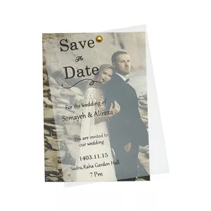 کارت عروسی عکس دار طلقی با پاکت کلاسیک کرم براق 468