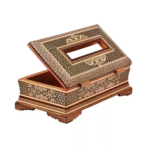 جعبه دستمال کاغذی لولایی بغل کاس خاتم توپی اعلا کد 01