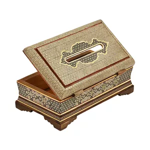 جعبه دستمال کاغذی لولایی بغل کاس خاتم توپی اعلا کد 03