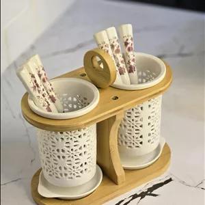 ست جاقاشقی سرامیکی طرح مشبک برند ووگاتی