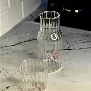 پارچ شب شیشه ایی مدل پروانه