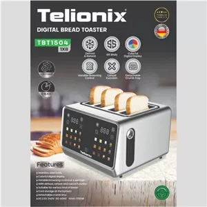 توستر نان دیجیتال تلیونیکس (Telionix) مدل TBT1504 چهار اسلایس بدنه استیل