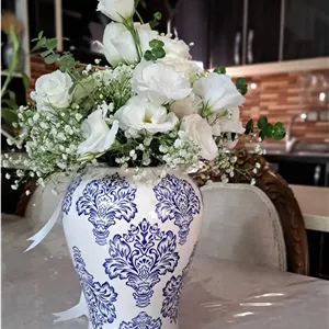 گلدان سرامیکی طرح داماس آبی