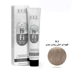 رنگ موی ۱۰۰ میل بس BES سری ASH شماره 9/1 بلوند خیلی روشن دودی (خاکستری)
