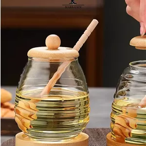 عسل خوری پیرکس خمره ای درب بامبو MP-1704b