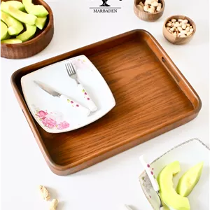 سینی چای چوبی مدل مستطیل سایز بزرگ ماربادن (چوب راش فندقی) 4-Arendal