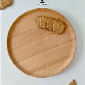 بشقاب چوبی مدل ساده قطر 35 سانتیمتر (چوب راش) Merida-15