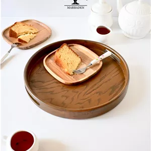 سینی چای چوبی مدل گرد سایز بزرگ ماربادن (چوب راش فندقی) 4-Valencia