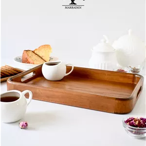 سینی چای چوبی مدل مستطیل سایز کوچک ماربادن (چوب راش فندقی) 3-Arendal