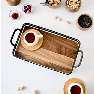 سینی چای مدل مستطیل سایز کوچک اماهوم (چوب گردو) Turku-S