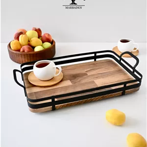 سینی چای مدل مستطیل سایز متوسط اماهوم (چوب گردو) Turku-M