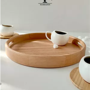 سینی چای مدل گرد دستساز (چوب راش) Valencia