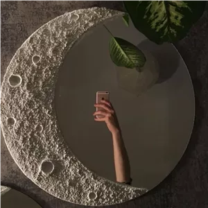 آینه ماه تکسچر برجسته دکوراتیو هنری مبلمونسرا مدل 208818