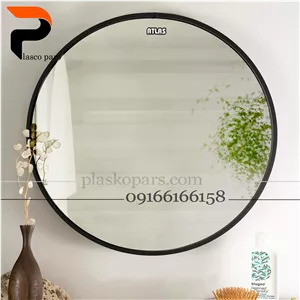 آینه گرد آلومینیوم مشکی کوچک ارغوان اطلس مبلمونسرا مدل 208461
