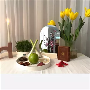 آینه گنبدی مناسب سفره هفت سین طرح گل و مرغ مبلمونسرا مدل 211160