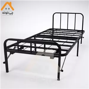 تخت خواب فلزی تاشو مدل تاج دار کلاف سنگین تحمل وزن 200 کیلوگرم رنگ کوره ای مبلمونسرا مدل 200122