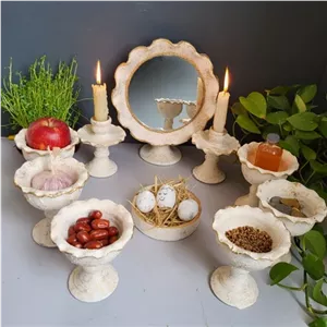 هفت سین ده تیکه لب چین کرم و طلایی مبلمونسرا مدل 206634
